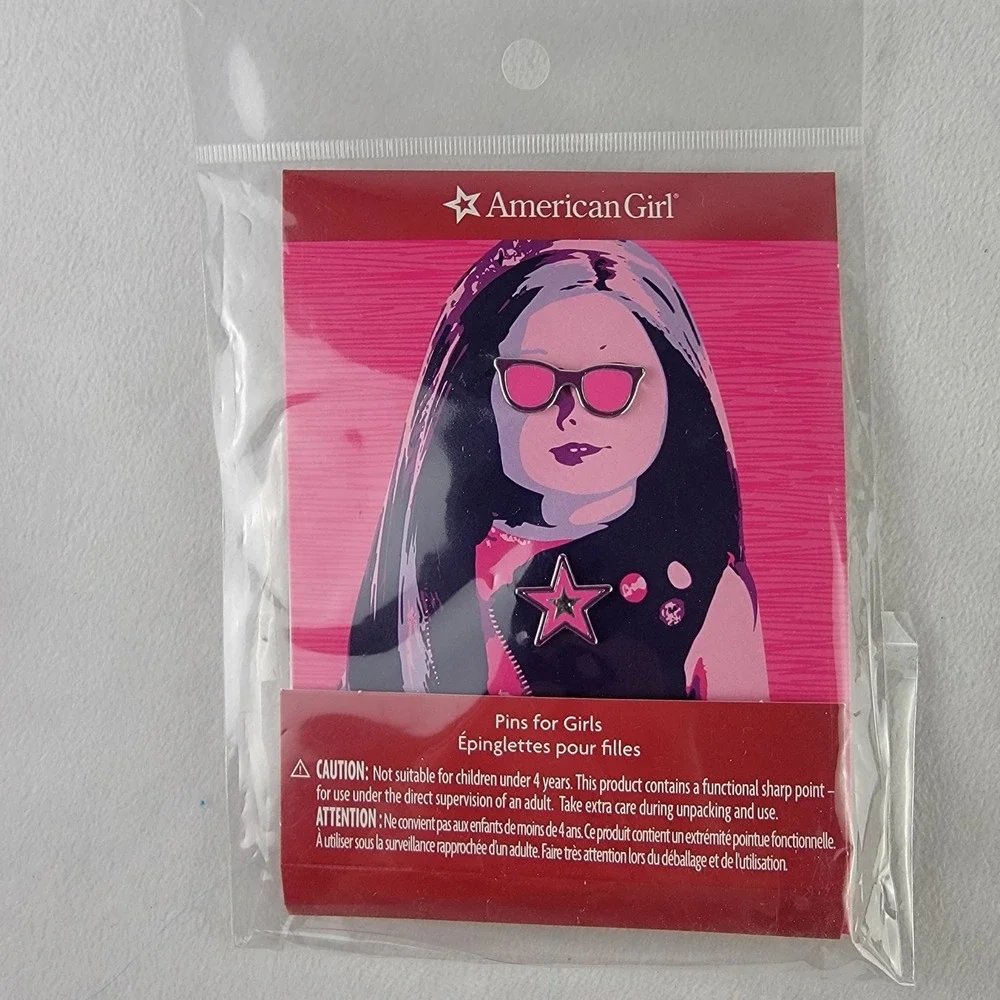 American Girl Pins for Girls Set Pink Sunglasses and Star Enamel Pins NEW 2020
